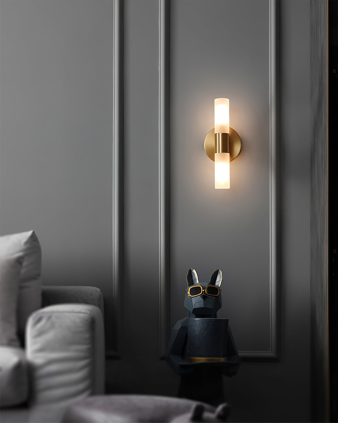 Twin Cylinder Frosted Glass Wall Sconc