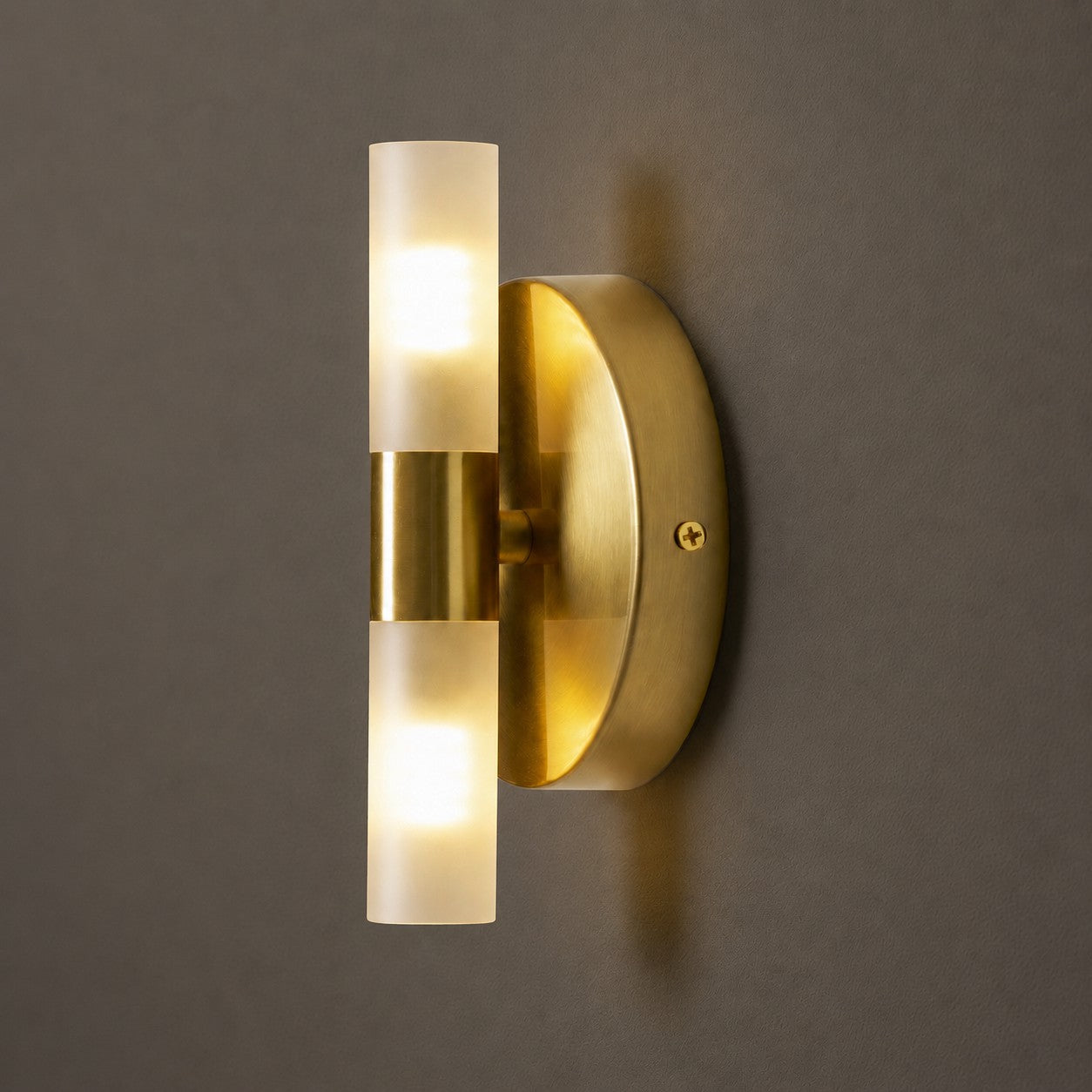 Twin Cylinder Frosted Glass Wall Sconc