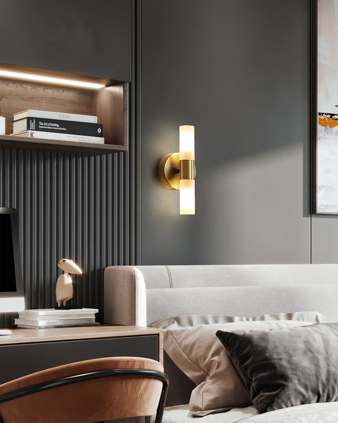 Twin Cylinder Frosted Glass Wall Sconc