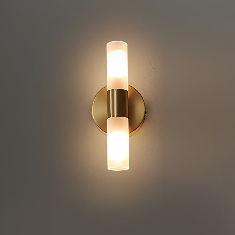 Twin Cylinder Frosted Glass Wall Sconc