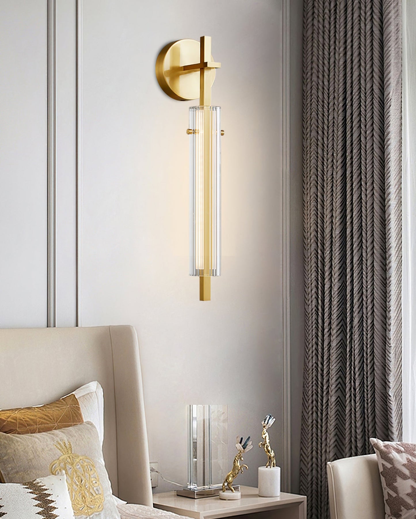 Fluted Glass Column Wall Sconce