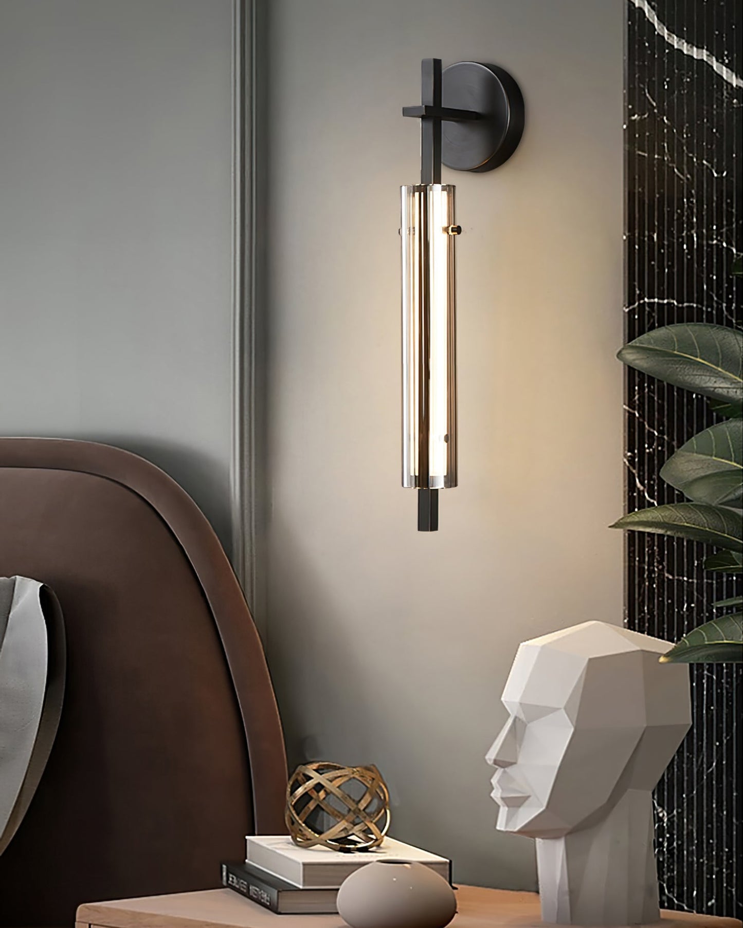 Fluted Glass Column Wall Sconce