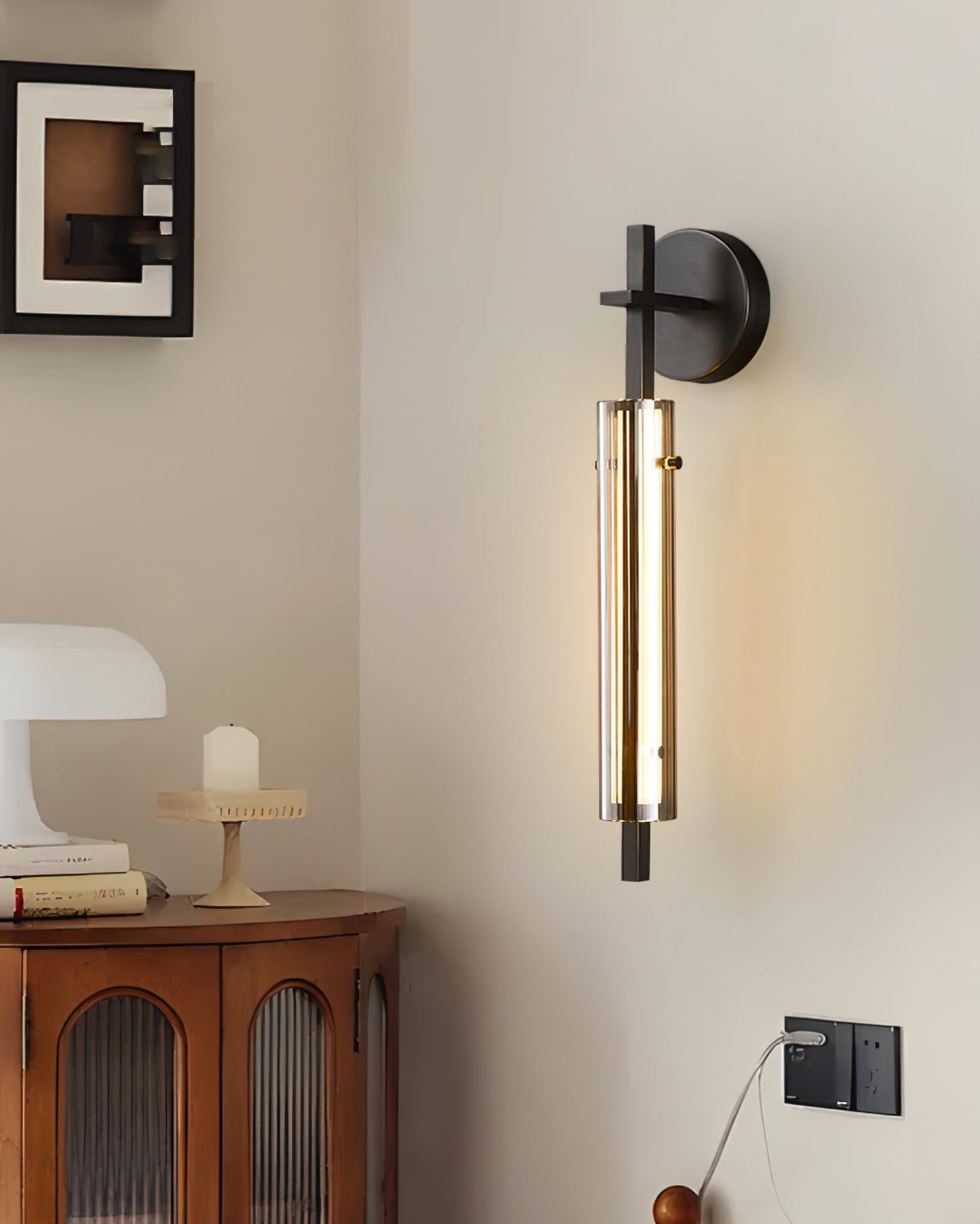 Fluted Glass Column Wall Sconce