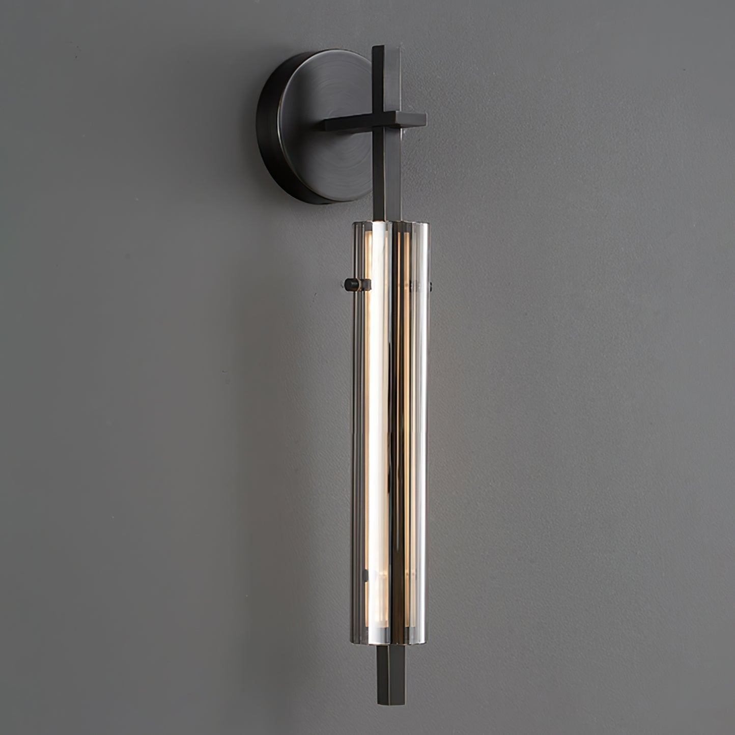 Fluted Glass Column Wall Sconce