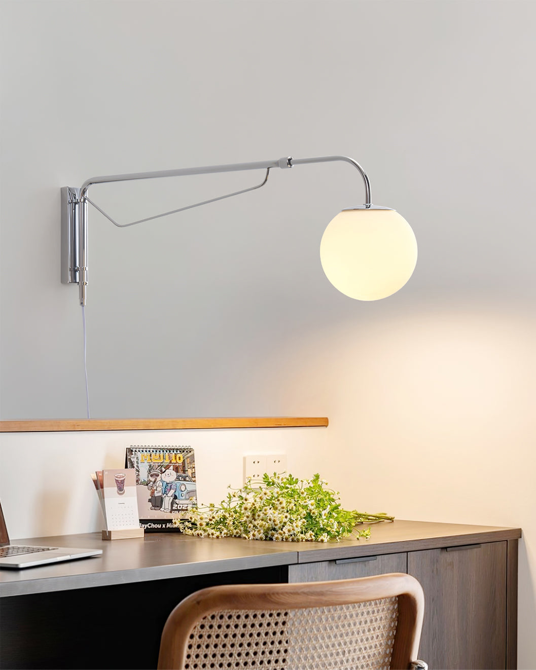 Extending Arm Plug In Wall Sconce