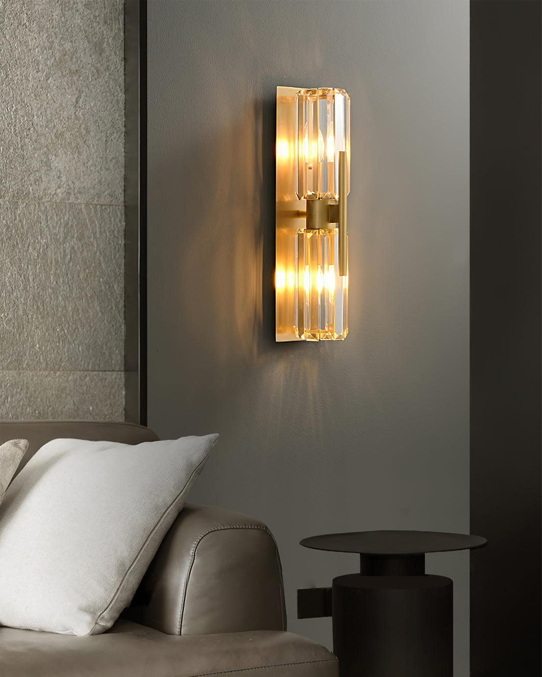 Faceted Crystal Column Wall Lamp