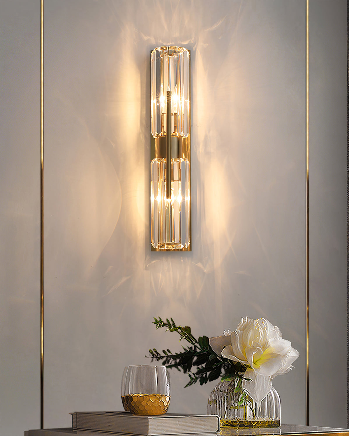 Faceted Crystal Column Wall Lamp