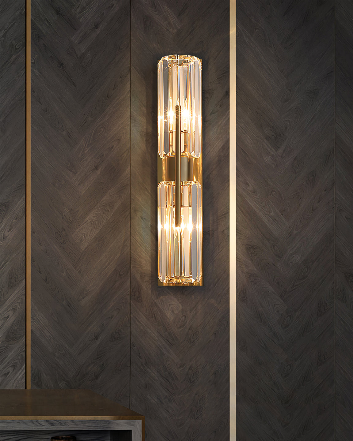Faceted Crystal Column Wall Lamp