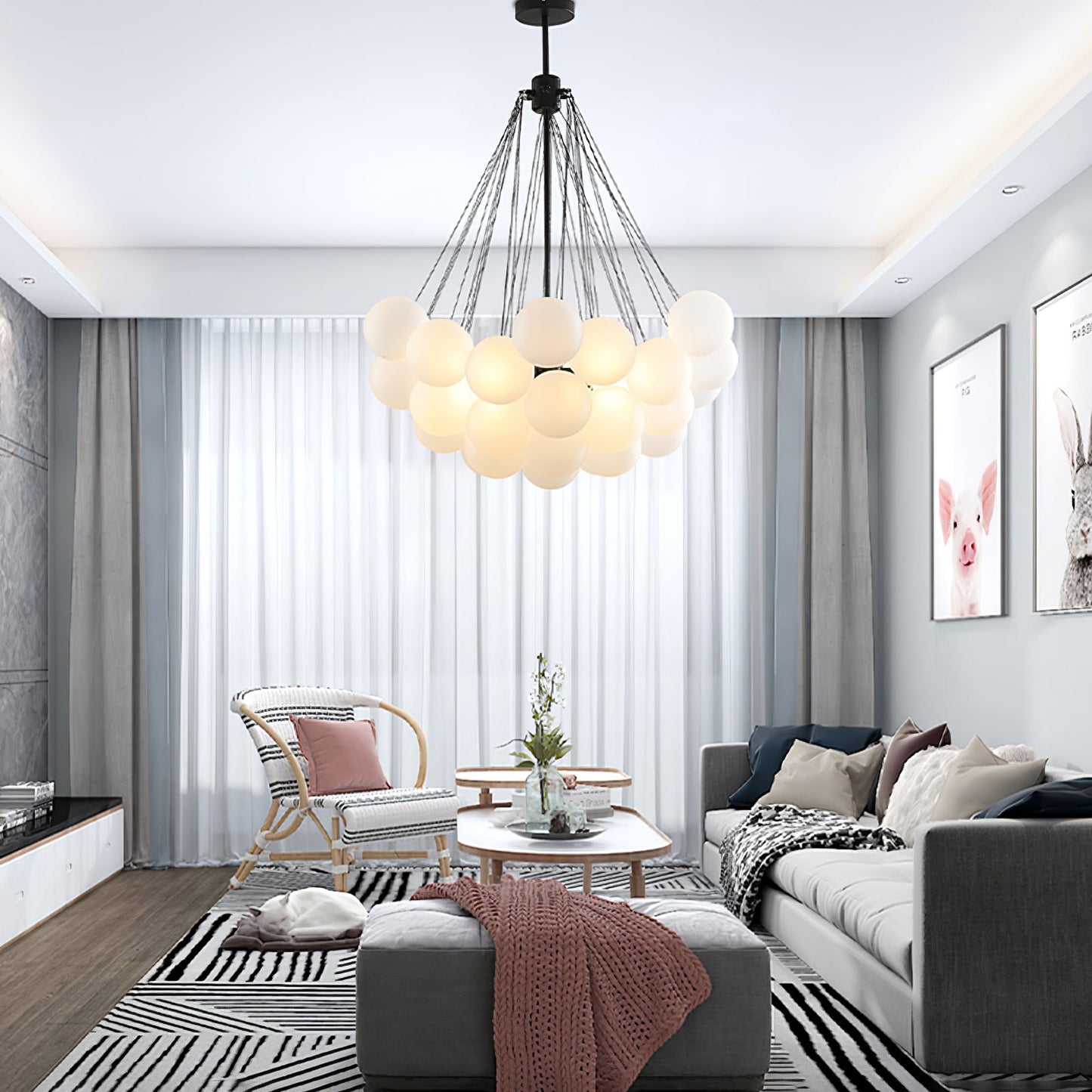 Halden Frosted Glass Bubble Chandelier