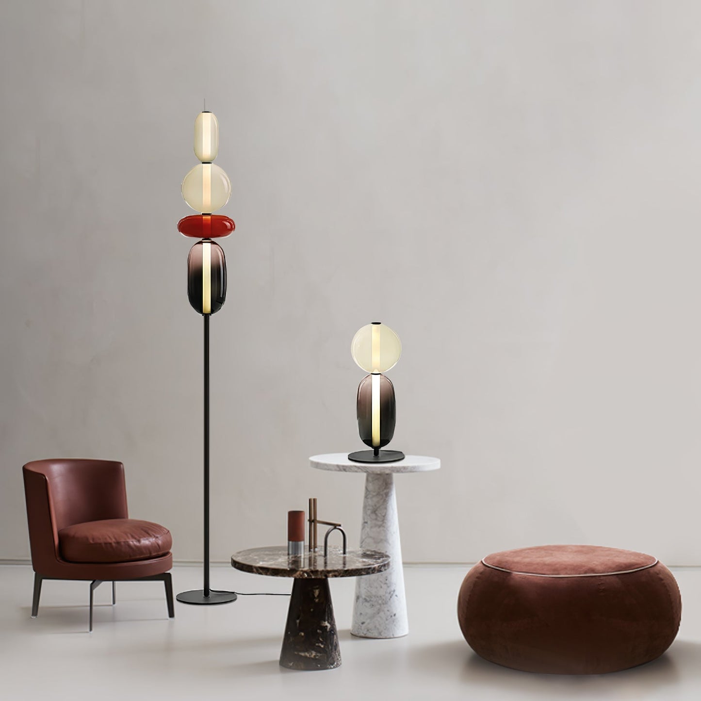 Stacked Glass Pebble Floor Lamp
