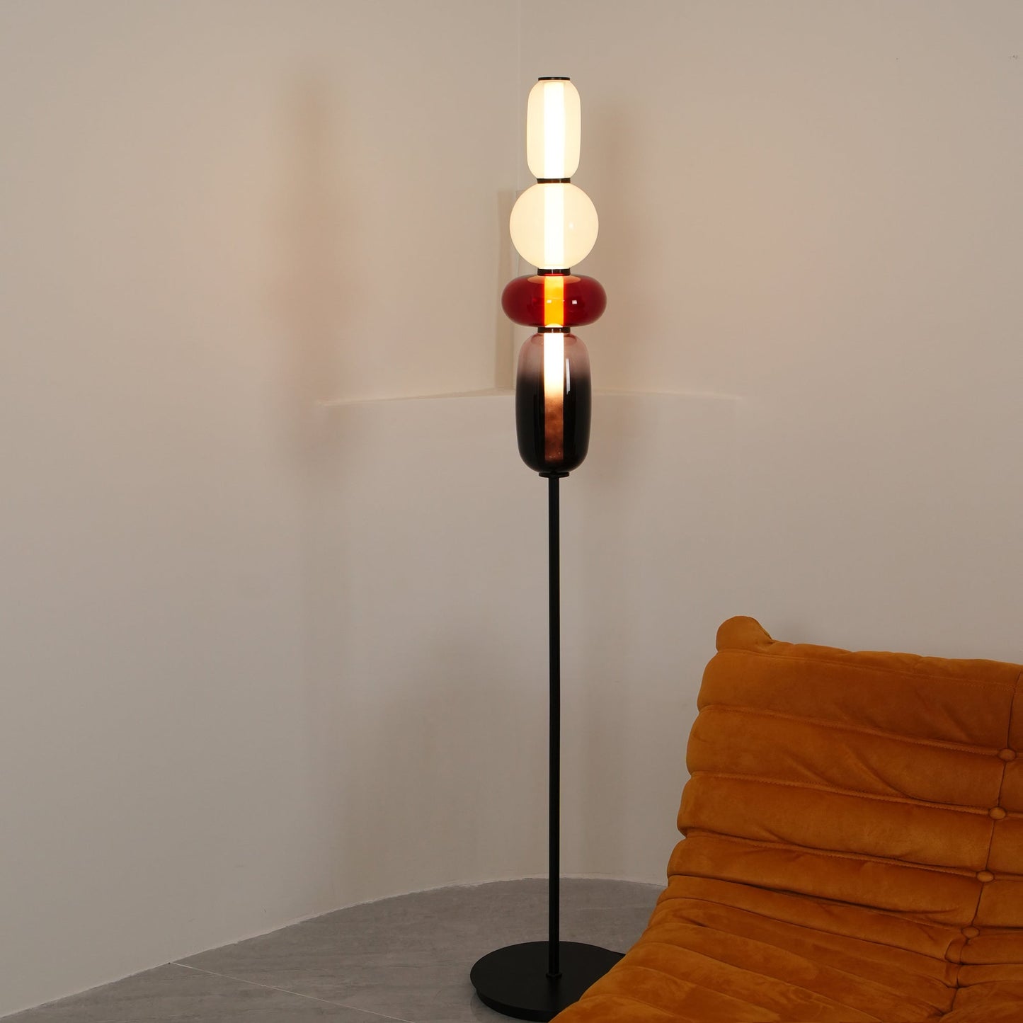 Stacked Glass Pebble Floor Lamp