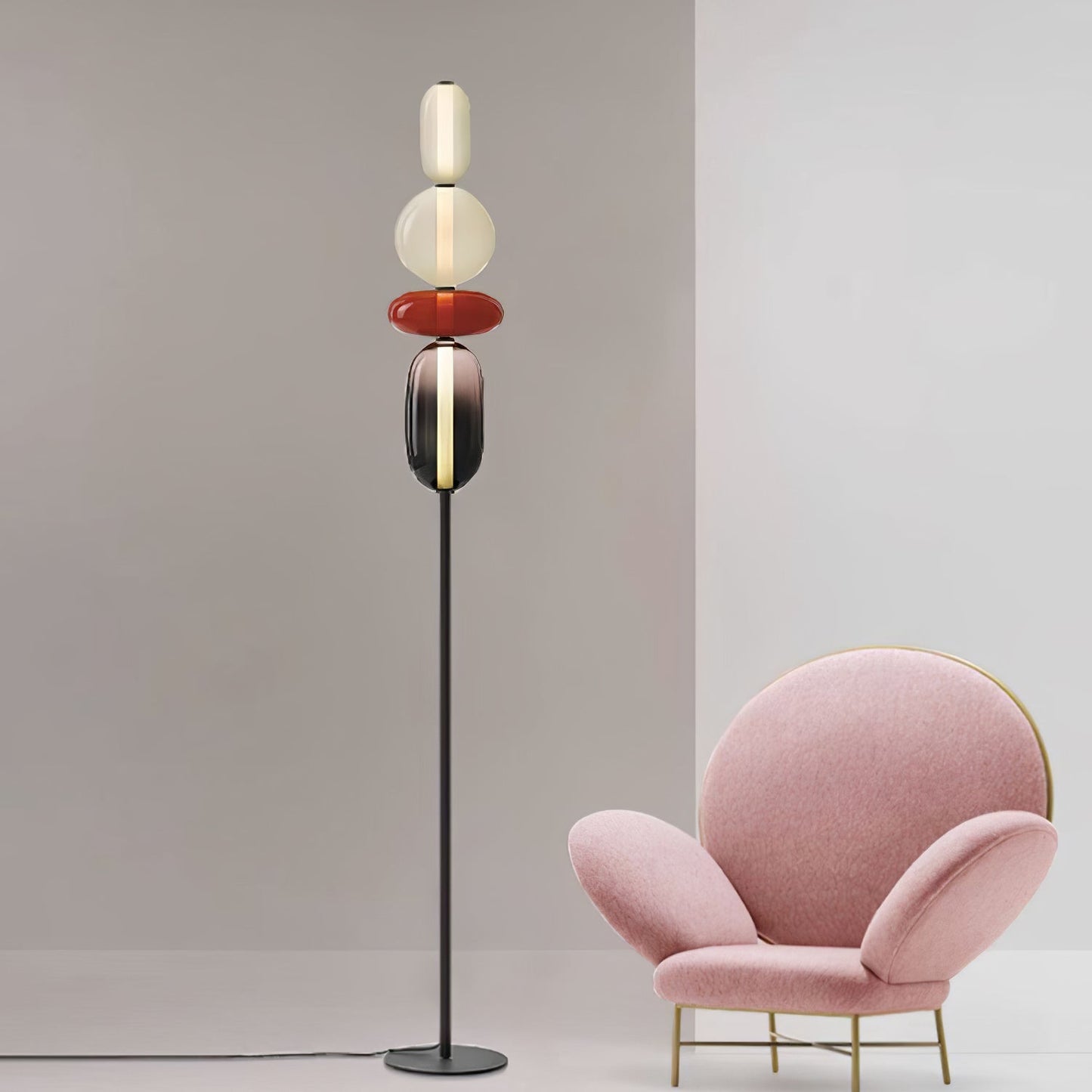 Stacked Glass Pebble Floor Lamp