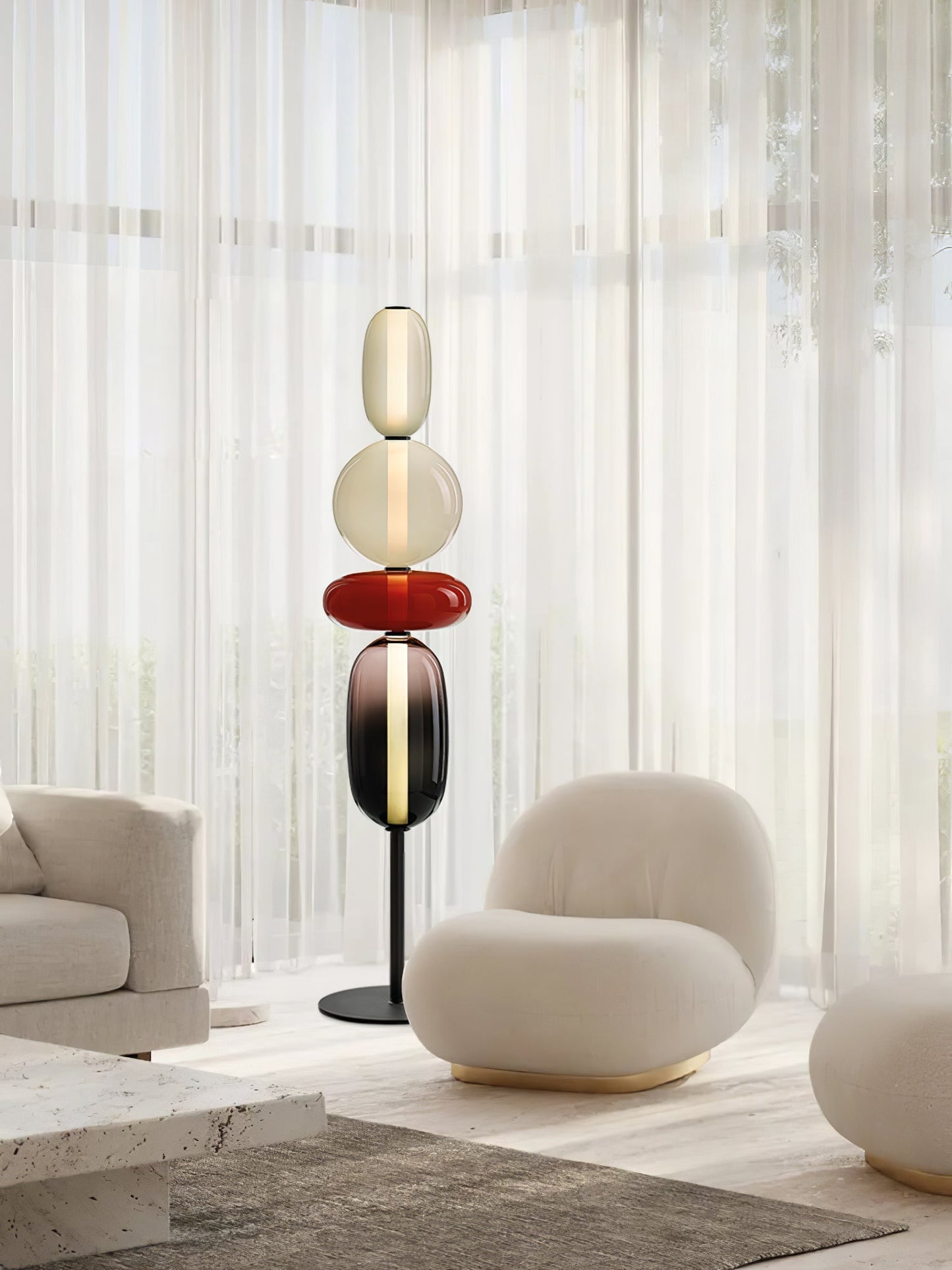 Stacked Glass Pebble Floor Lamp
