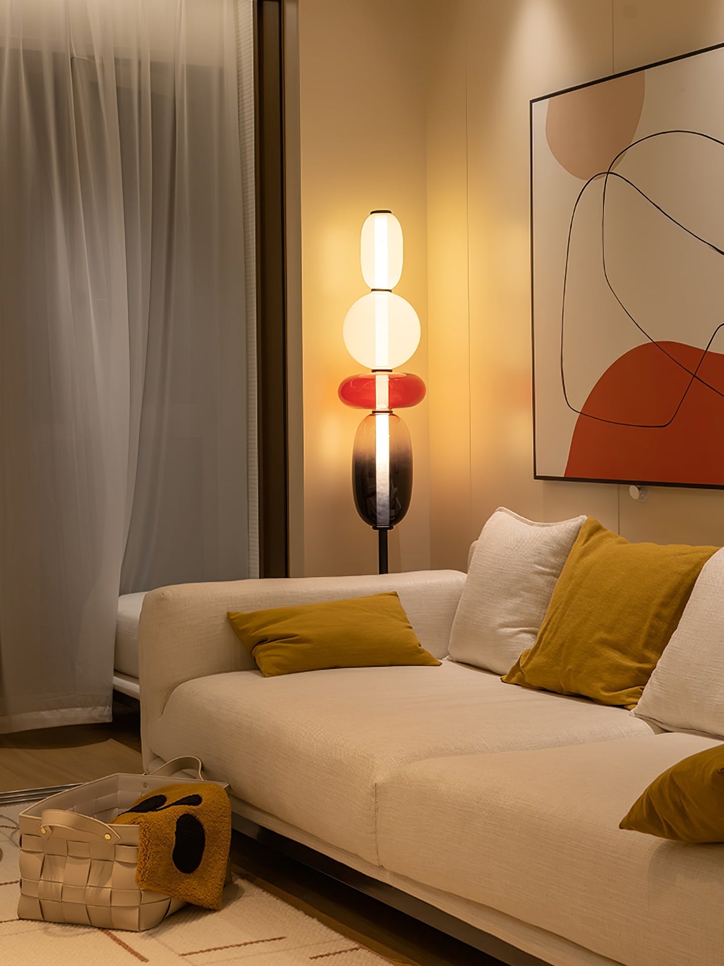 Stacked Glass Pebble Floor Lamp