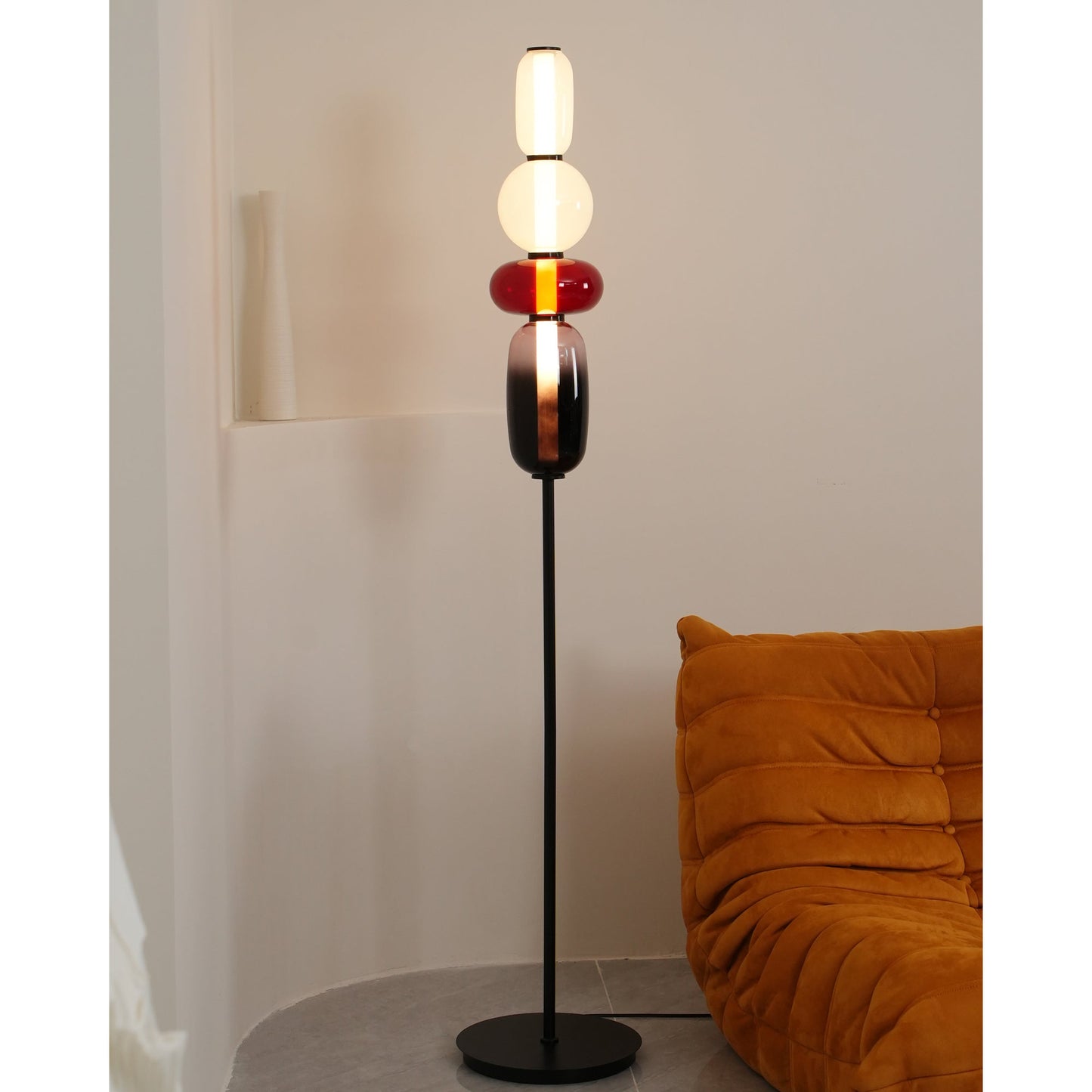 Stacked Glass Pebble Floor Lamp