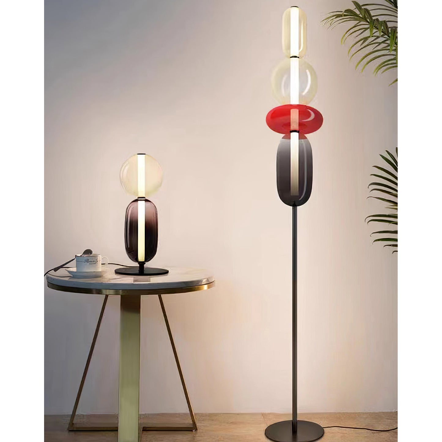 Stacked Glass Pebble Floor Lamp