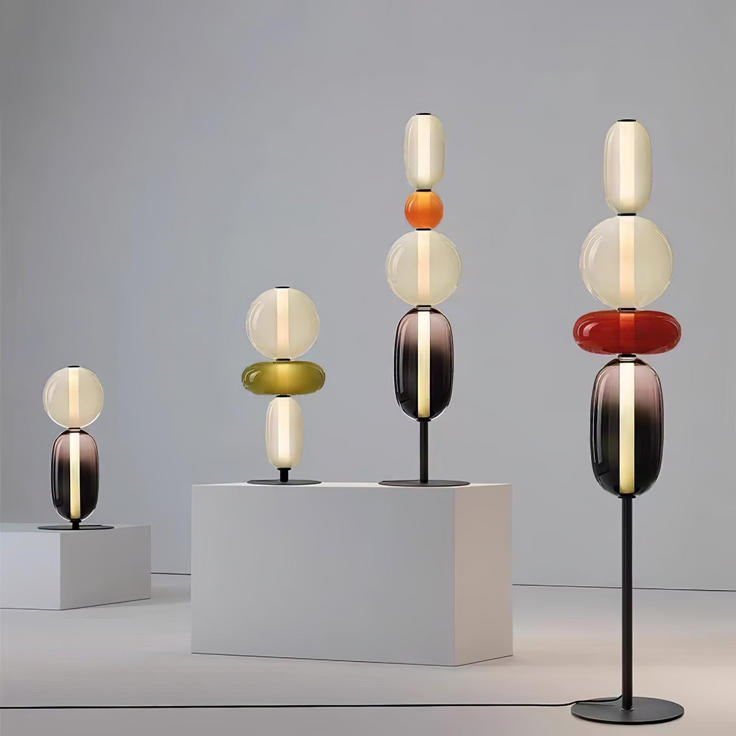 Stacked Glass Pebble Floor Lamp