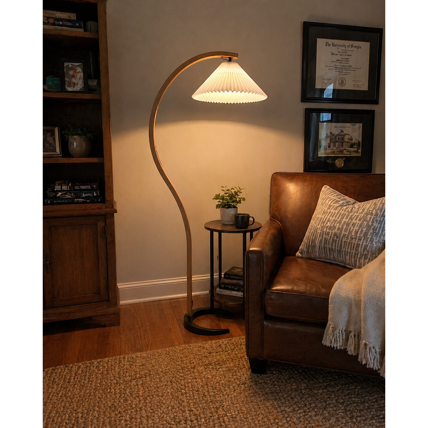 Wide Pleated Drum Shade Floor Lamp