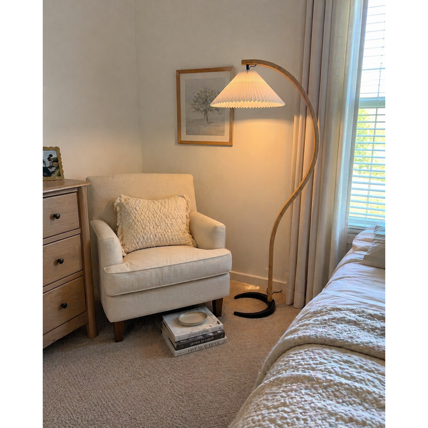 Wide Pleated Drum Shade Floor Lamp
