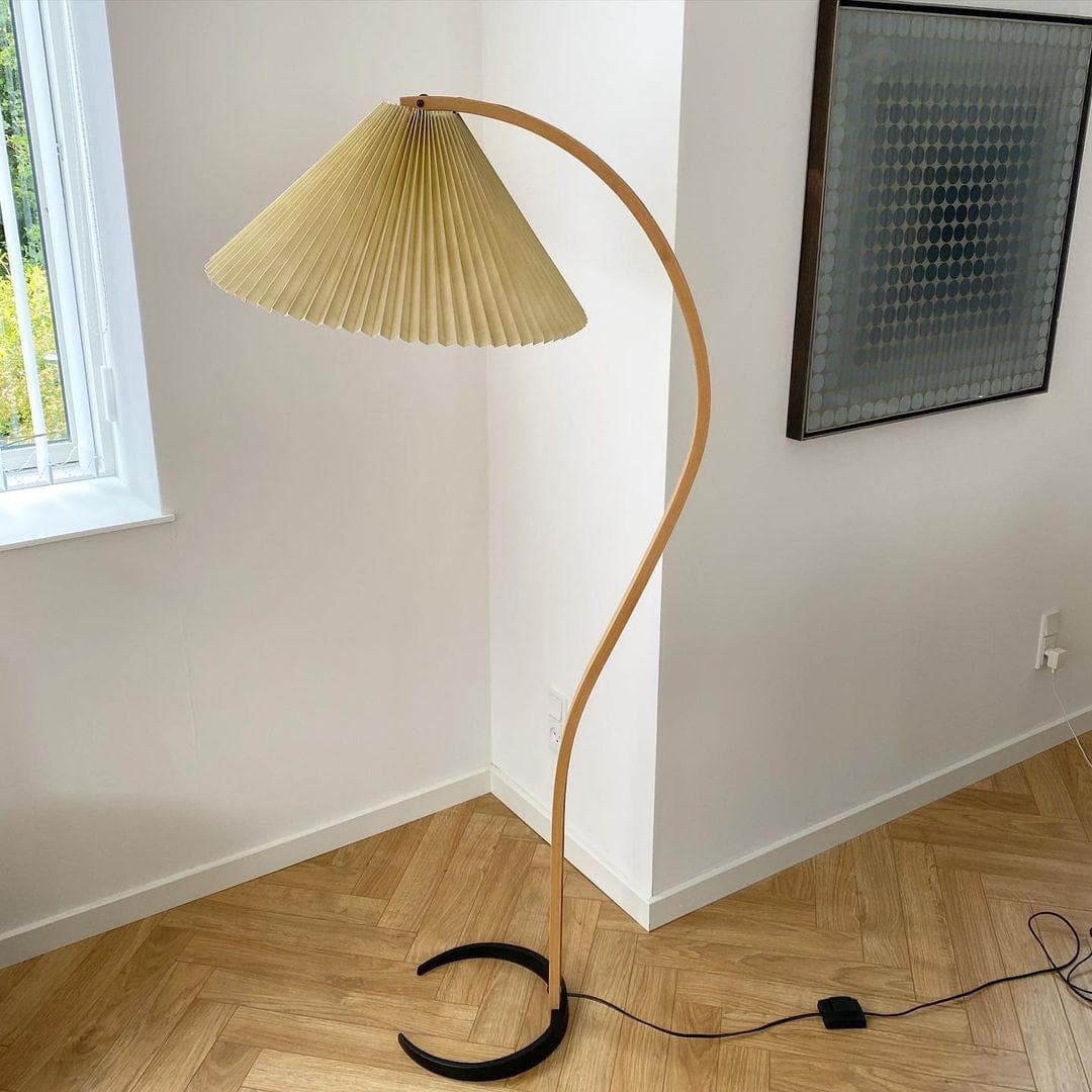 Wide Pleated Drum Shade Floor Lamp