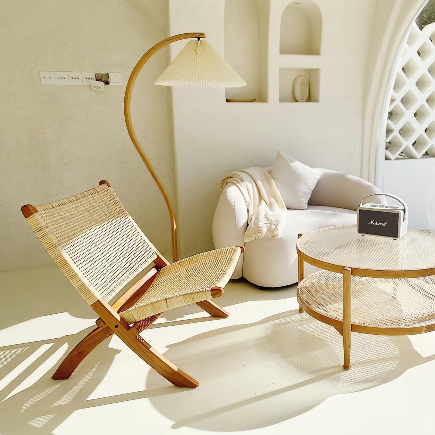 Wide Pleated Drum Shade Floor Lamp