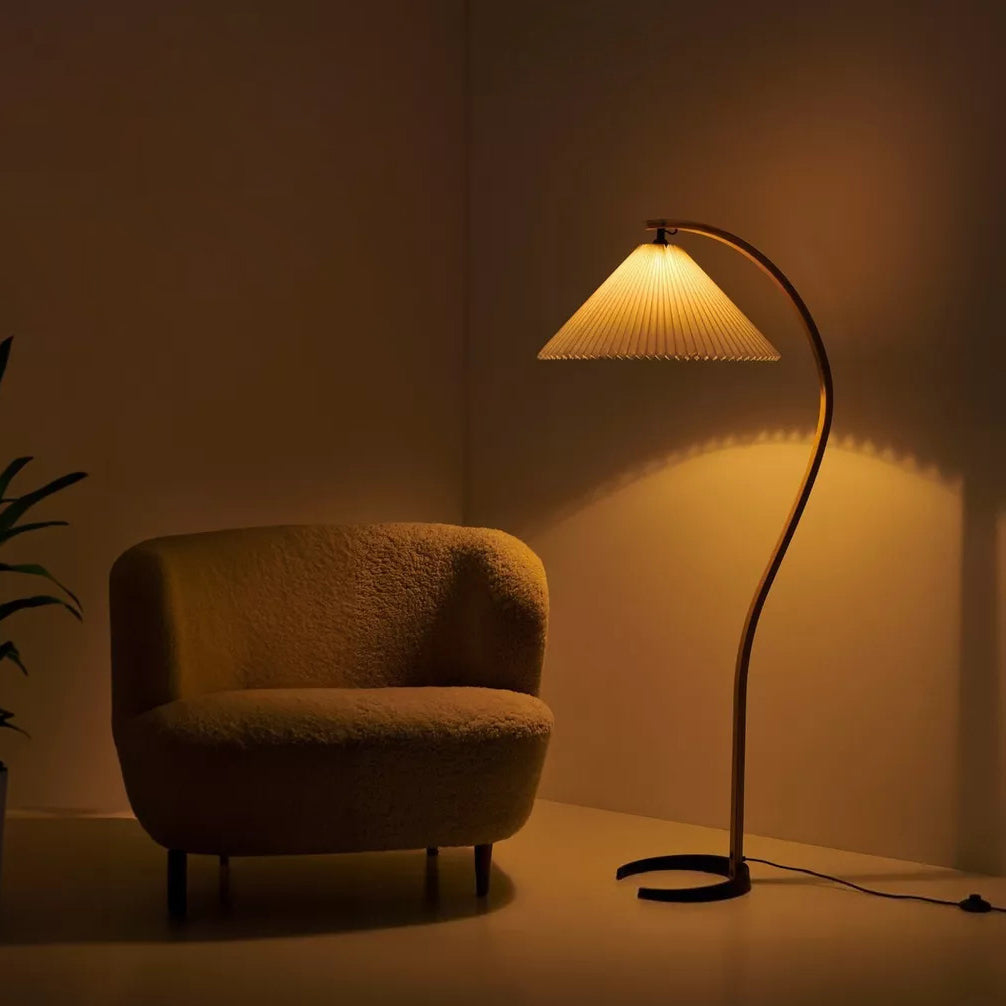 Wide Pleated Drum Shade Floor Lamp