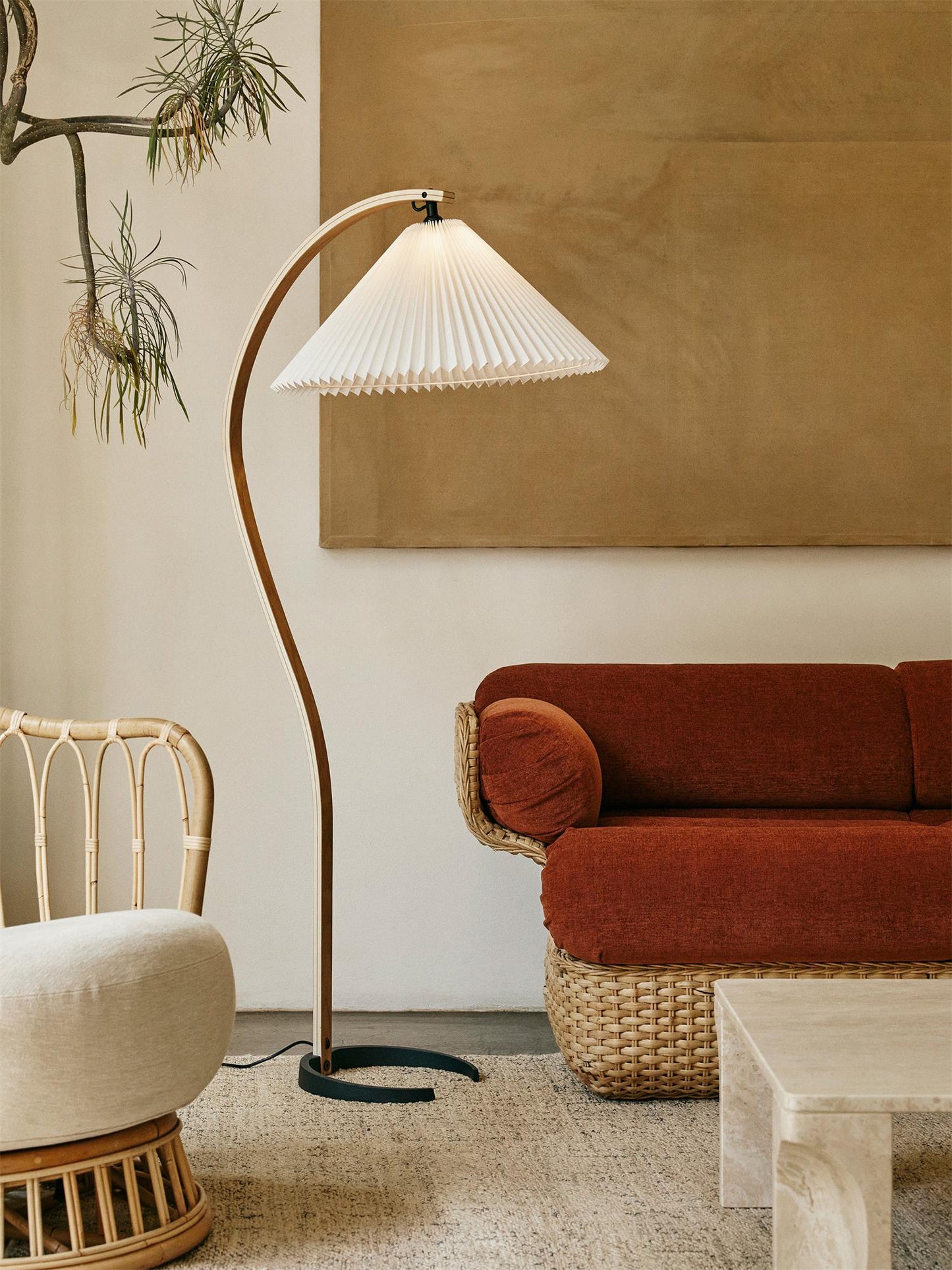 Wide Pleated Drum Shade Floor Lamp