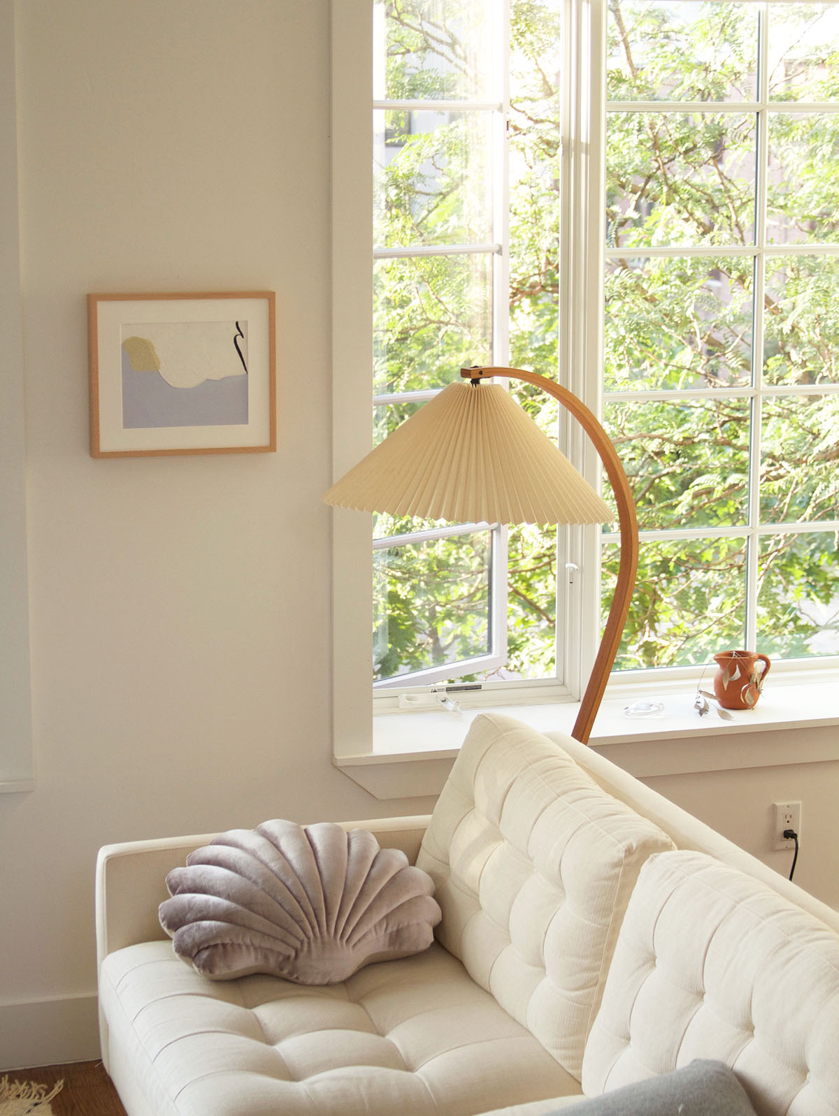 Wide Pleated Drum Shade Floor Lamp