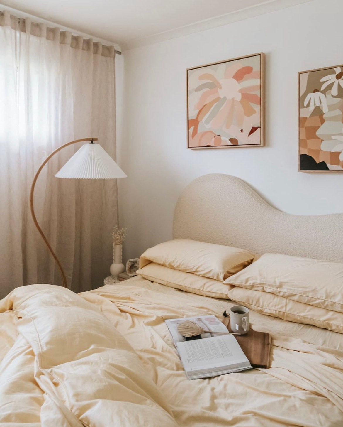 Wide Pleated Drum Shade Floor Lamp