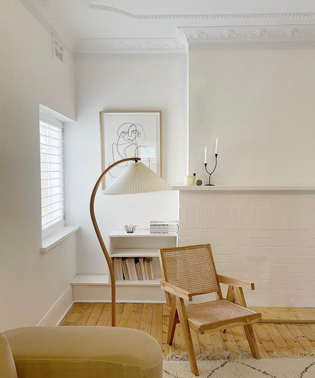 Wide Pleated Drum Shade Floor Lamp