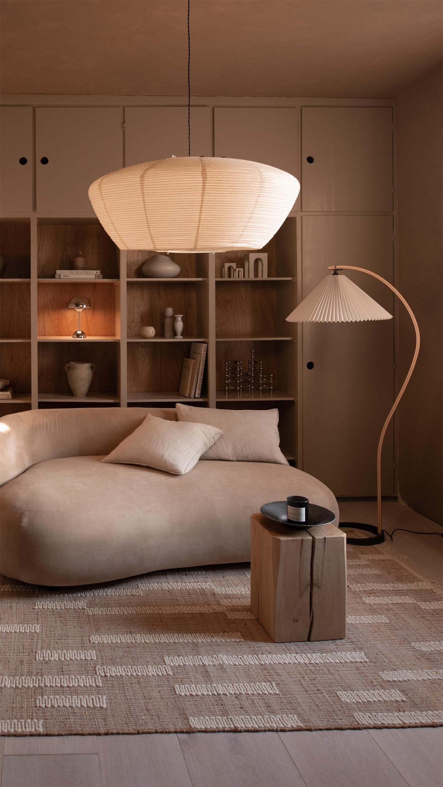 Wide Pleated Drum Shade Floor Lamp
