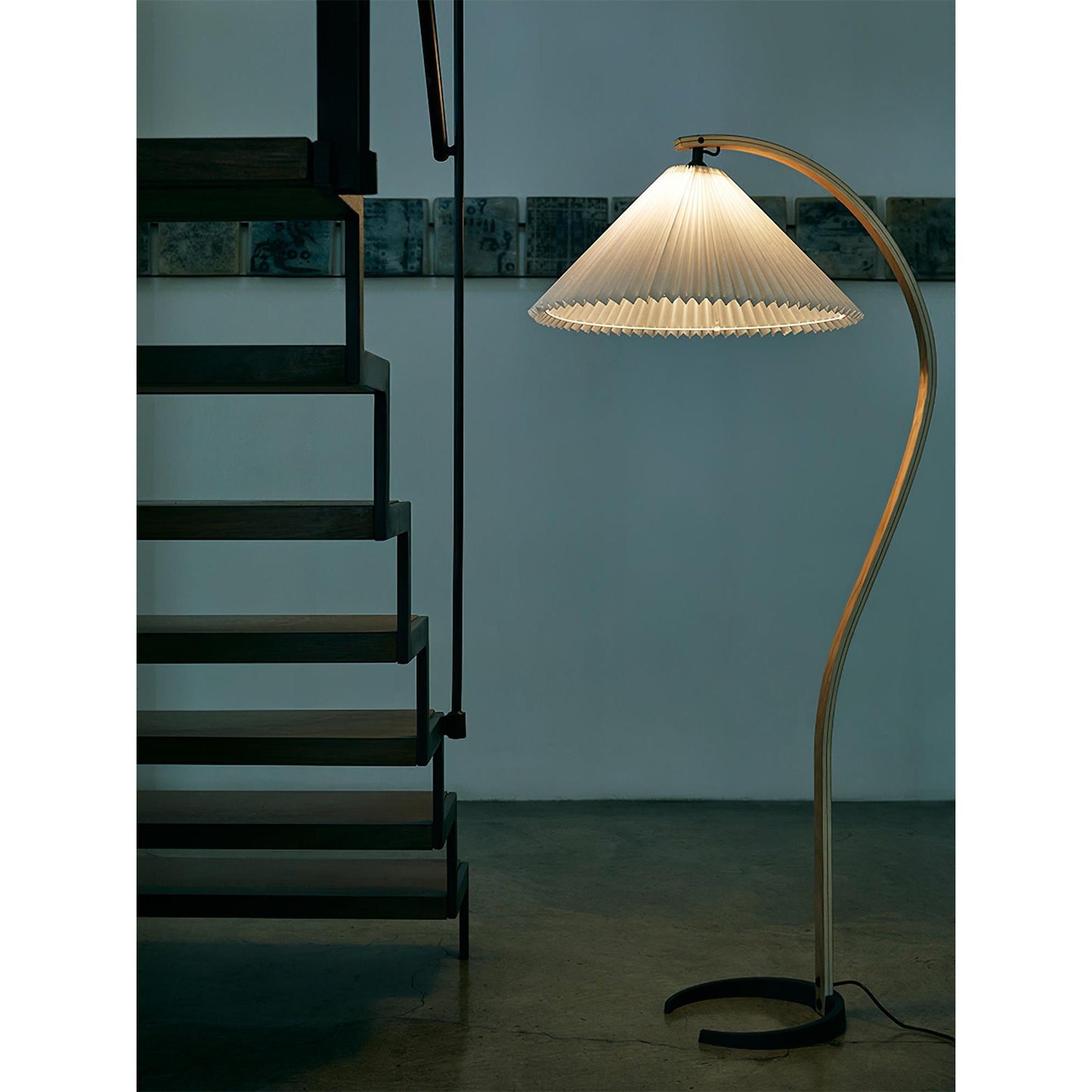 Wide Pleated Drum Shade Floor Lamp