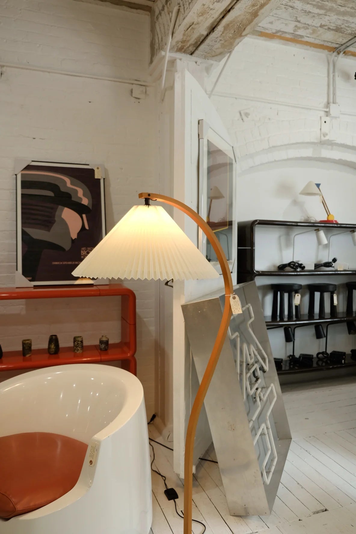 Wide Pleated Drum Shade Floor Lamp