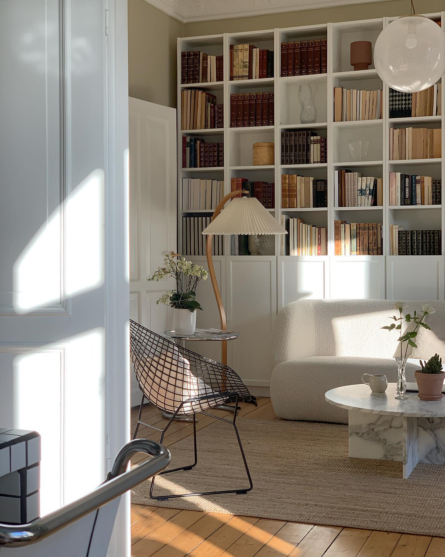 Wide Pleated Drum Shade Floor Lamp