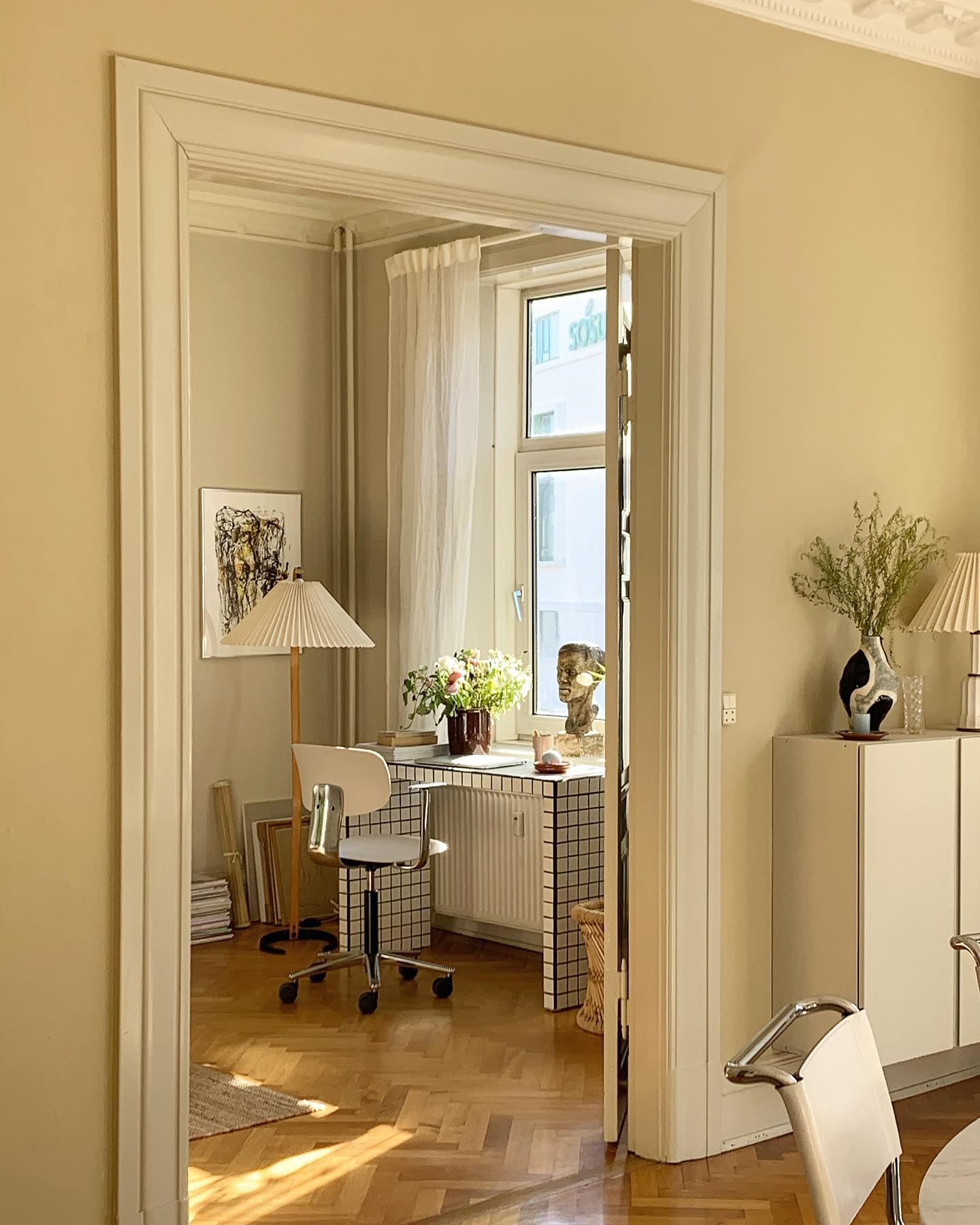 Wide Pleated Drum Shade Floor Lamp