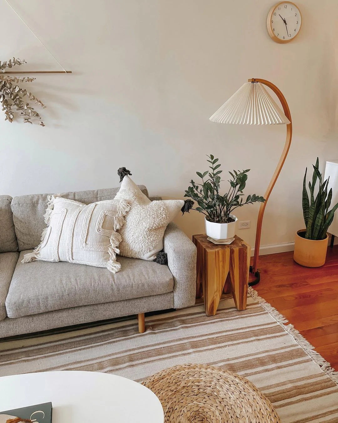 Wide Pleated Drum Shade Floor Lamp
