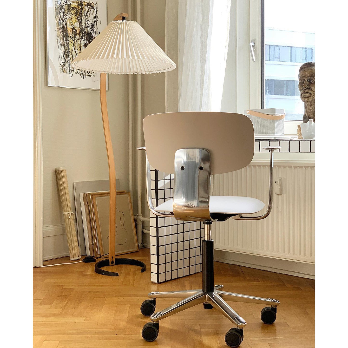 Wide Pleated Drum Shade Floor Lamp