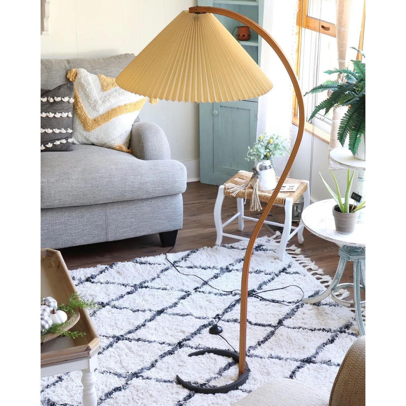 Wide Pleated Drum Shade Floor Lamp