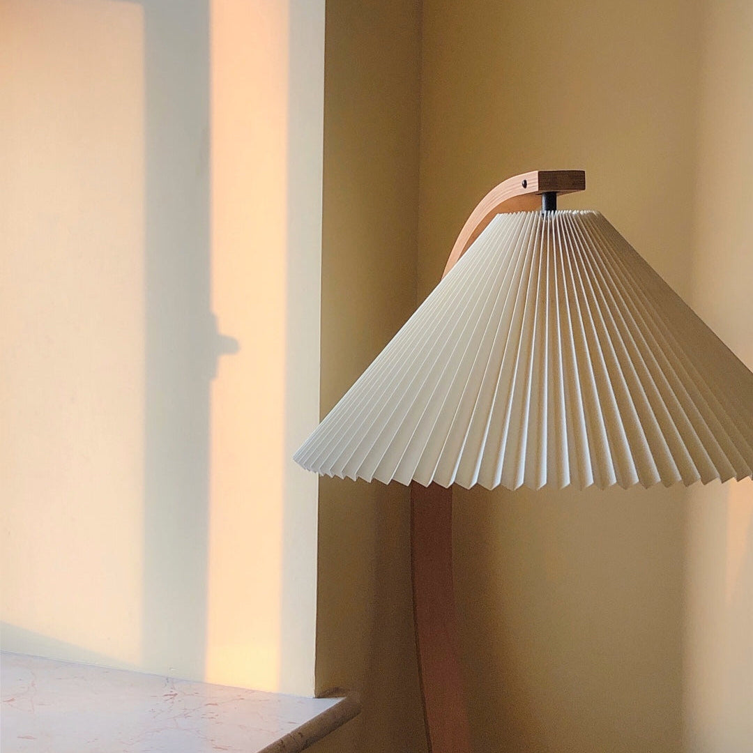 Wide Pleated Drum Shade Floor Lamp