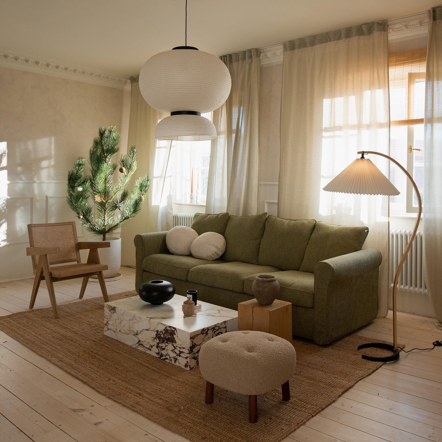 Wide Pleated Drum Shade Floor Lamp