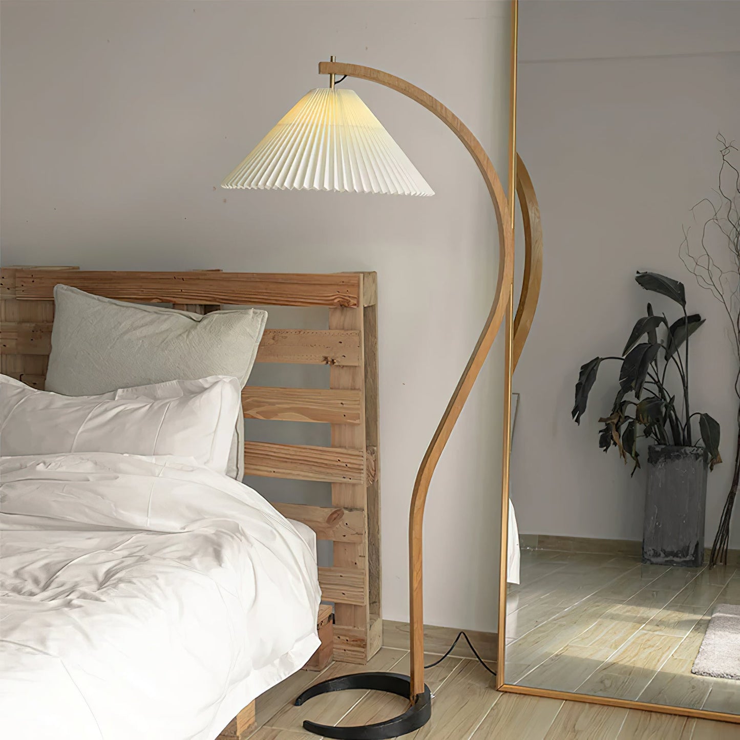 Wide Pleated Drum Shade Floor Lamp
