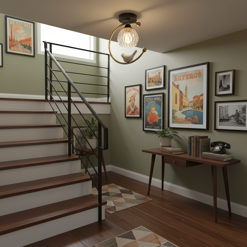 Brass Bird & Bud Glass Ceiling Light