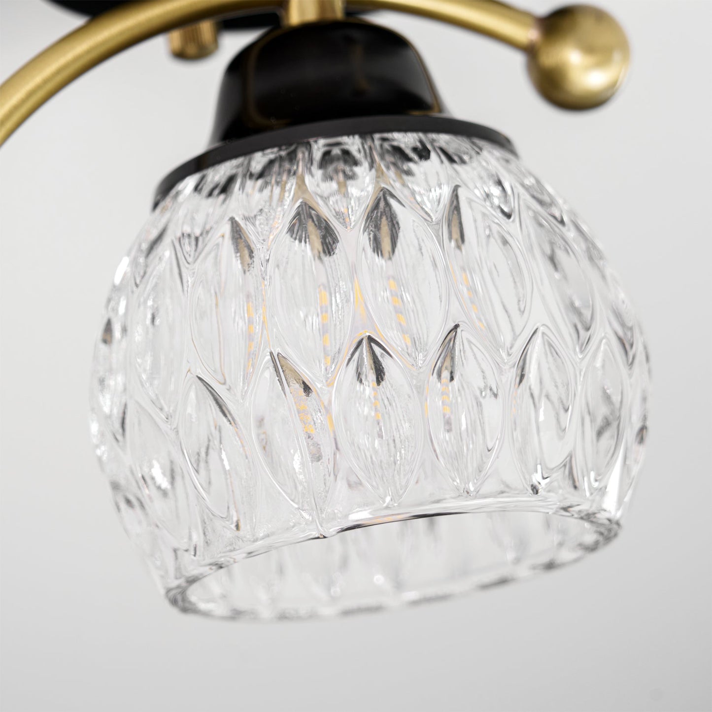 Brass Bird & Bud Glass Ceiling Light