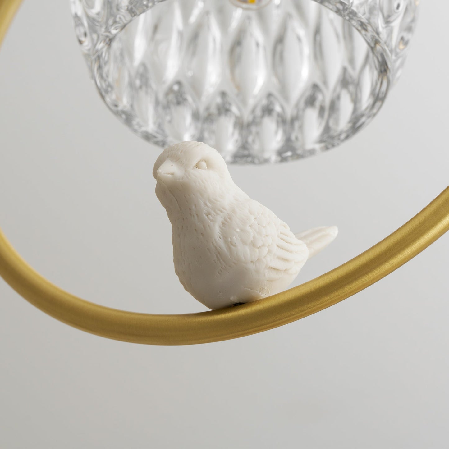 Brass Bird & Bud Glass Ceiling Light