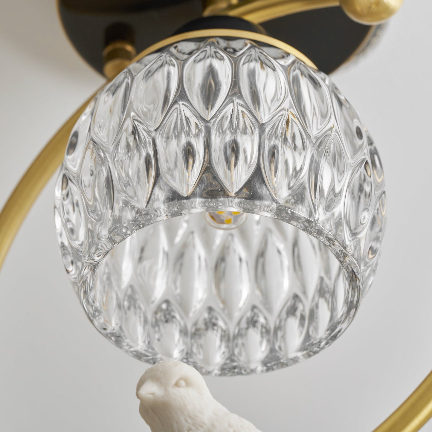 Brass Bird & Bud Glass Ceiling Light