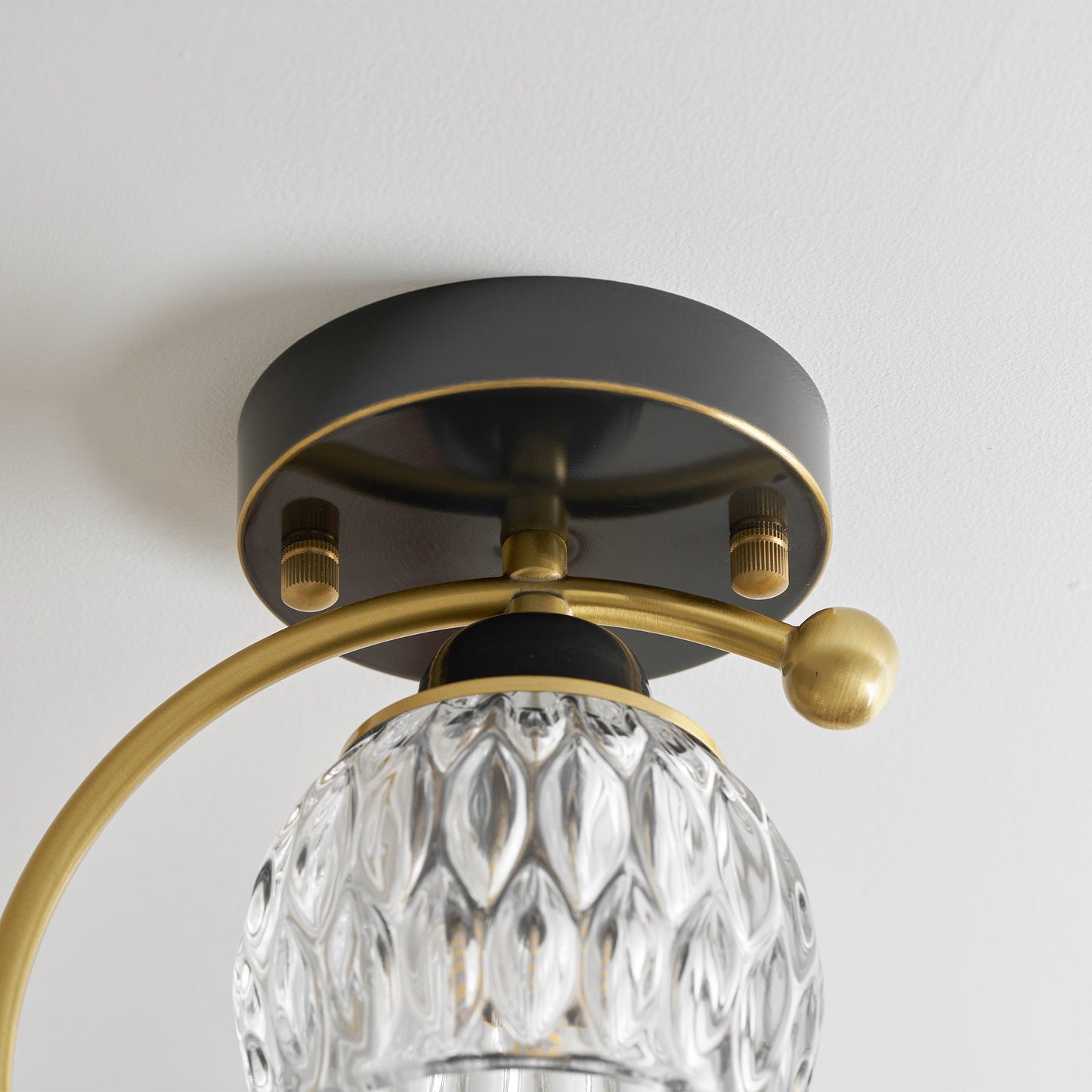 Brass Bird & Bud Glass Ceiling Light