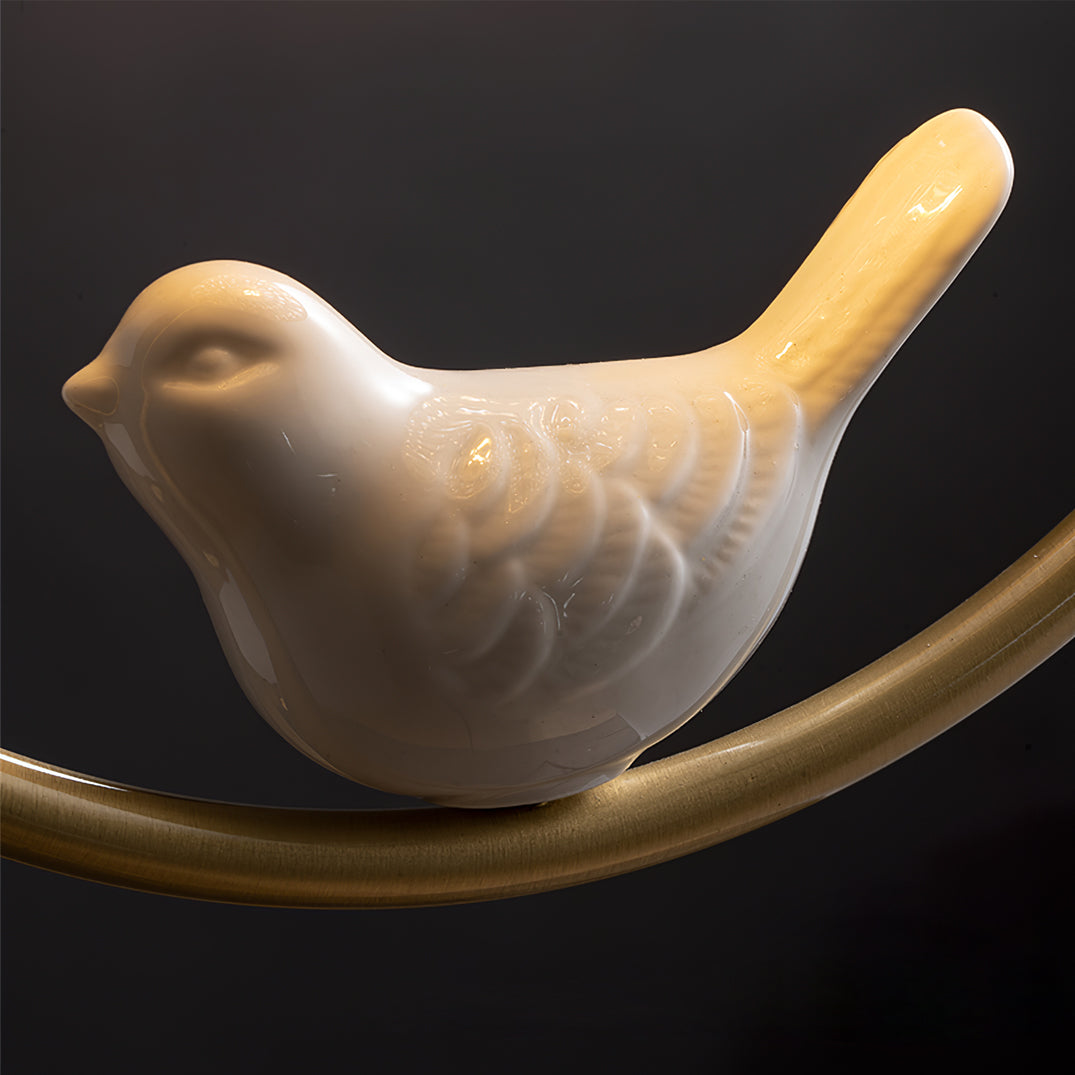 Brass Bird & Bud Glass Ceiling Light