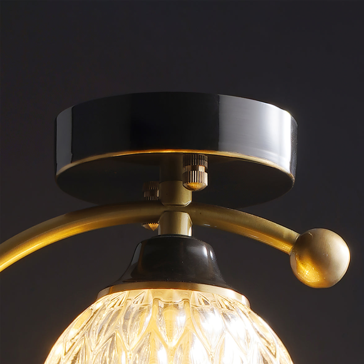Brass Bird & Bud Glass Ceiling Light