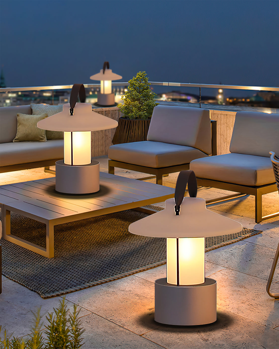 Frosted Globe Cordless Outdoor Table Lamp