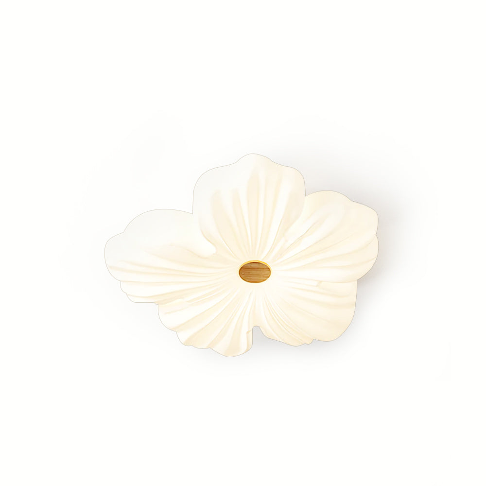 Sculpted Cream Flower Flush Mount Ceiling Light